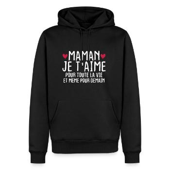 Maman je t'aime pour toute la vie - Sweat à capuche Premium bio Homme - noir - Devant - Nico (187cm)