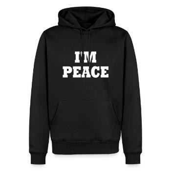 I'm peace - Sweat à capuche Premium bio Homme - noir - Devant - Nico (187cm)