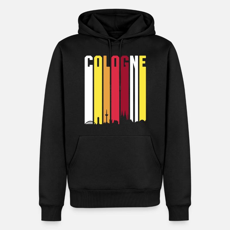 Retro Cologne Cologne Skyline cadeau - Sweat à capuche Premium bio Homme - noir