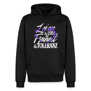 Leben und leben lassen Toleranz und Freiheit - Männer Premium Bio Hoodie - Schwarz - Vorne - Nico (187cm)