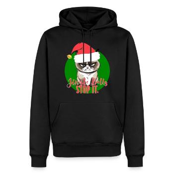Cat Jingle bells Stop it xmas santa hat Katze - Männer Premium Bio Hoodie - Schwarz - Vorne - Nico (187cm)
