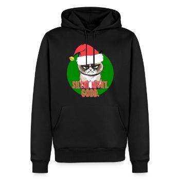 Cat Silent Night xmas santa hat Weihnachten Katze - Männer Premium Bio Hoodie - Schwarz - Vorne - Nico (187cm)