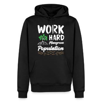 Work Hard Mangrove Population Activist - Männer Premium Bio Hoodie - Schwarz - Vorne - Nico (187cm)