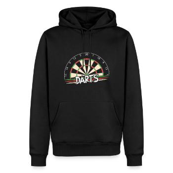 Fléchettes - Sweat à capuche Premium bio Homme - noir - Devant - Nico (187cm)