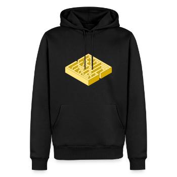Labyrinthe - Sweat à capuche Premium bio Homme - noir - Devant - Nico (187cm)