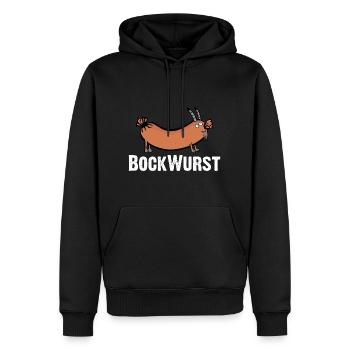 die Wurst, der Bock und die BockWurst - Männer Premium Bio Hoodie - Schwarz - Vorne - Nico (187cm)