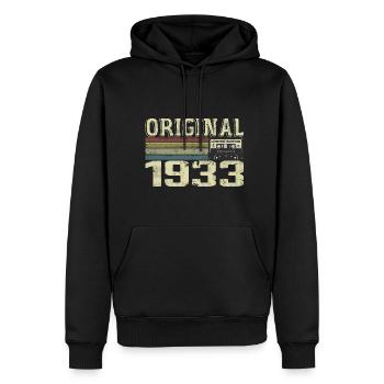 1933 Fêtes D’anniversaire - Cadeau Retro 1933 - Sweat à capuche Premium bio Homme - noir - Devant - Nico (187cm)