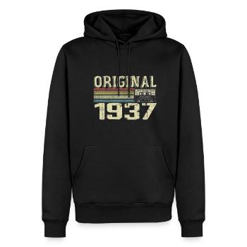 1937 Fêtes D’anniversaire - Cadeau Retro 1937 - Sweat à capuche Premium bio Homme - noir - Devant - Nico (187cm)