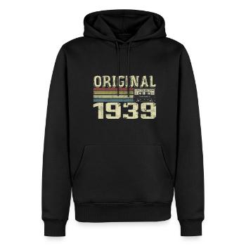 1939 Fêtes D’anniversaire - Cadeau Retro 1939 - Sweat à capuche Premium bio Homme - noir - Devant - Nico (187cm)