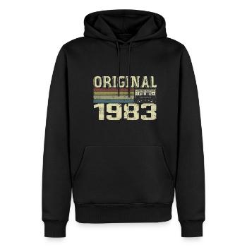 1983 Fêtes D’anniversaire - Cadeau Retro 1983 - Sweat à capuche Premium bio Homme - noir - Devant - Nico (187cm)