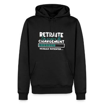 Retraite en cours de chargement - Sweat à capuche Premium bio Homme - noir - Devant - Nico (187cm)