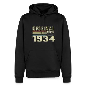 1934 Fêtes D’anniversaire - Cadeau Retro 1934 - Sweat à capuche Premium bio Homme - noir - Devant - Nico (187cm)