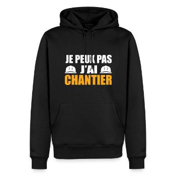 Je Peux Pas J’ai Chantier Travail Travaux Cadeau - Sweat à capuche Premium bio Homme - noir - Devant - Nico (187cm)