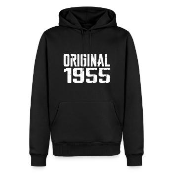 1955 Vintage Cadeau Anniversaire Rétro Cadeau 1955 - Sweat à capuche Premium bio Homme - noir - Devant - Nico (187cm)