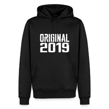 2019 Vintage Retro Anniversary Gift 2019 - Men’s Premium Organic Hoodie - black - Front - Nico (187cm)