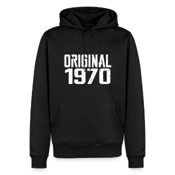 1970 Vintage Cadeau Anniversaire Rétro Cadeau 1970 - Sweat à capuche Premium bio Homme - noir - Devant - Nico (187cm)