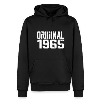 1965 Vintage Cadeau Anniversaire Rétro Cadeau 1965 - Sweat à capuche Premium bio Homme - noir - Devant - Nico (187cm)