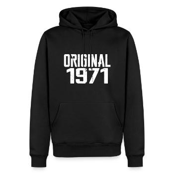 1971 Vintage Cadeau Anniversaire Rétro Cadeau 1971 - Sweat à capuche Premium bio Homme - noir - Devant - Nico (187cm)