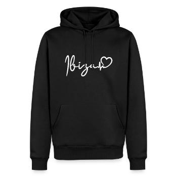Battement de cœur d’Ibiza - Sweat à capuche Premium bio Homme - noir - Devant - Nico (187cm)