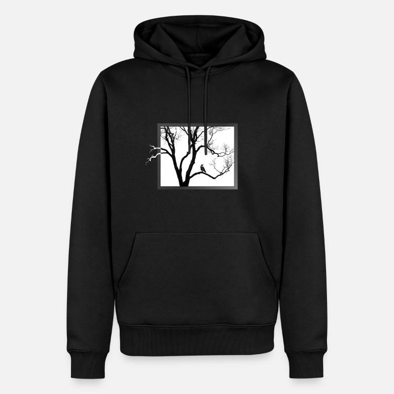 Krähe im Baum - Shirt - Geschenk - Männer Premium Bio Hoodie - Schwarz