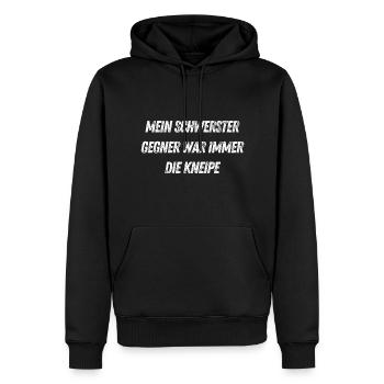 Schwerster Gegner war die Kneipe - Walter Frosch - Männer Premium Bio Hoodie - Schwarz - Vorne - Nico (187cm)