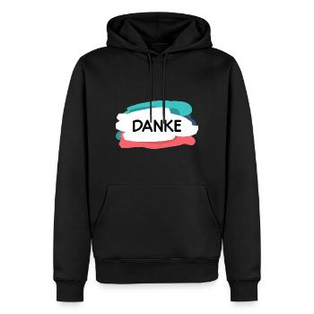 Danke - Männer Premium Bio Hoodie - Schwarz - Vorne - Nico (187cm)