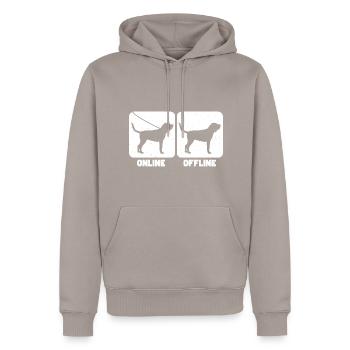 Bloodhound Hund - Männer Premium Bio Hoodie - Taupe - Vorne - Nico (187cm)