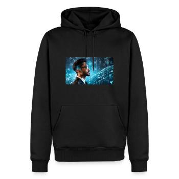 ein Nerd in der digitalen Welt - Männer Premium Bio Hoodie - Schwarz - Vorne - Nico (187cm)