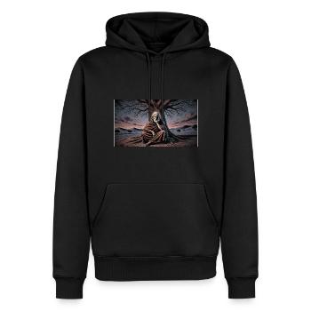 Der Philosoph unter dem Baum - Männer Premium Bio Hoodie - Schwarz - Vorne - Nico (187cm)