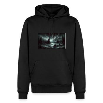 Mysterious forest - Men’s Premium Organic Hoodie - black - Front - Nico (187cm)