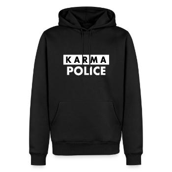 Karma police - Sweat à capuche Premium bio Homme - noir - Devant - Nico (187cm)