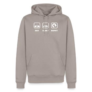 eat sleep repeat - Men’s Premium Organic Hoodie - taupe - Front - Nico (187cm)