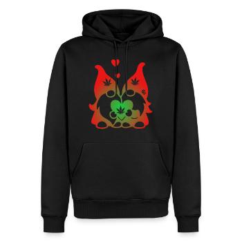 Kifferzwerge mit Hanf-Herz - Männer Premium Bio Hoodie - Schwarz - Vorne - Nico (187cm)