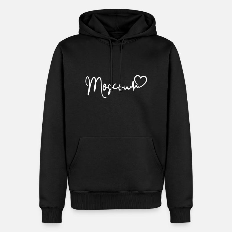 Moscou Heartbeat Russie Moscou - Sweat à capuche Premium bio Homme - noir