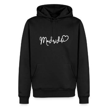 Madrid Heartbeat Espagne Madrid - Sweat à capuche Premium bio Homme - noir - Devant - Nico (187cm)