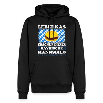 Leberkas Bayrisch Mannsbild Lustig Leberkäse - Männer Premium Bio Hoodie - Schwarz - Vorne - Nico (187cm)