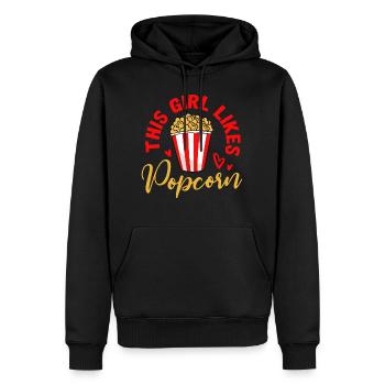 Girl Likes Popcorn Drôle Dire Regarder des Films - Sweat à capuche Premium bio Homme - noir - Devant - Nico (187cm)