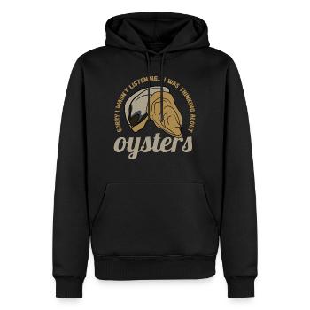 Penser aux huîtres Seafood Chef Wine - Sweat à capuche Premium bio Homme - noir - Devant - Nico (187cm)