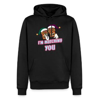I'm Watching You Weihnachten im Juli Surfender Wei - Männer Premium Bio Hoodie - Schwarz - Vorne - Nico (187cm)