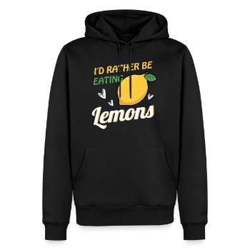 Manger des citrons Ironic Quote Summer Citrus - Sweat à capuche Premium bio Homme - noir - Devant - Nico (187cm)