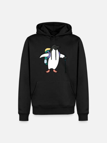Cute Penguins Hiker Adventure Mountains - Men’s Premium Organic Hoodie - black
