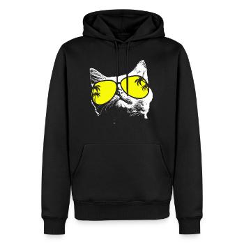 Katze Sonnenbrille Kätzchen Katzenliebe Katzenlieb - Männer Premium Bio Hoodie - Schwarz - Vorne - Nico (187cm)