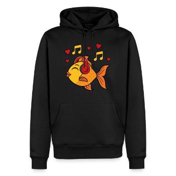 Cute Goldfish Music Notes Musician Fish - Men’s Premium Organic Hoodie - black - Front - Nico (187cm)