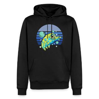 Tardigrade Blue Retro - Men’s Premium Organic Hoodie - black - Front - Nico (187cm)