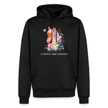 Love Horses or I Can't I Have Horse - Men’s Premium Organic Hoodie - black - Front - Nico (187cm)