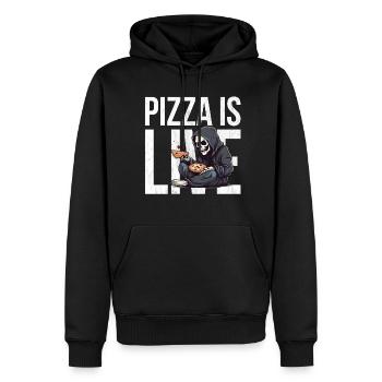 La pizza, c’est la vie - Grim Reaper Pizza - Sweat à capuche Premium bio Homme - noir - Devant - Nico (187cm)