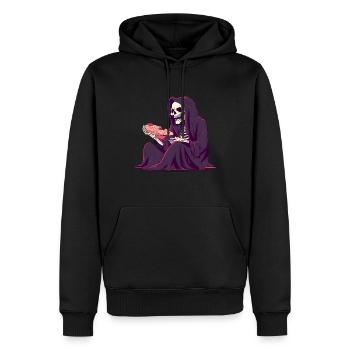 La pizza, c’est la vie - Grim Reaper Pizza - Sweat à capuche Premium bio Homme - noir - Devant - Nico (187cm)