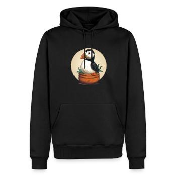 Macareux - Sweat à capuche Premium bio Homme - noir - Devant - Nico (187cm)
