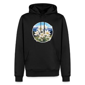 Edelweiss Fleur Plante Montagnes - Sweat à capuche Premium bio Homme - noir - Devant - Nico (187cm)
