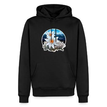 Edelweiss Fleur Plante Montagnes - Sweat à capuche Premium bio Homme - noir - Devant - Nico (187cm)